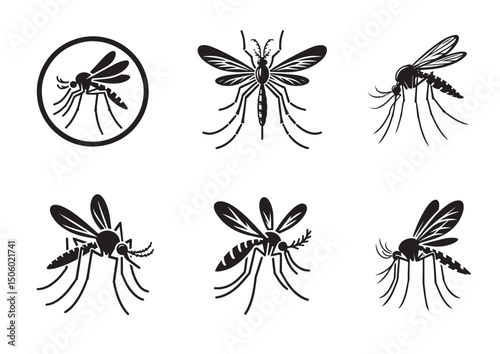Mosquito Silhouette Vector, Mosquito Icon Set