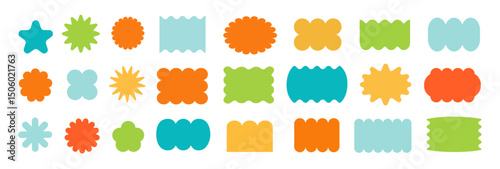 Abstract geometric shapes and icons. Colorful groovy brutal figures. Modern Swiss design aesthetic