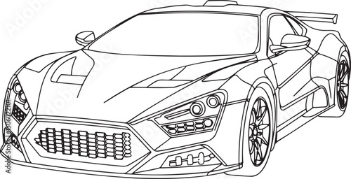 Sports Car Outline vector isolated On Transparent Background