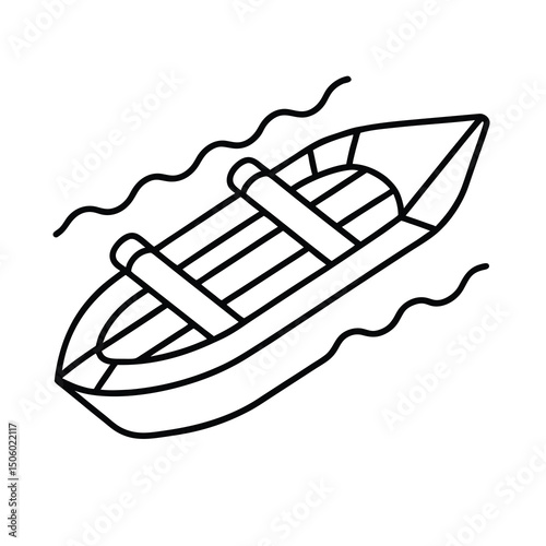 whitewater raft outline vector in minimal