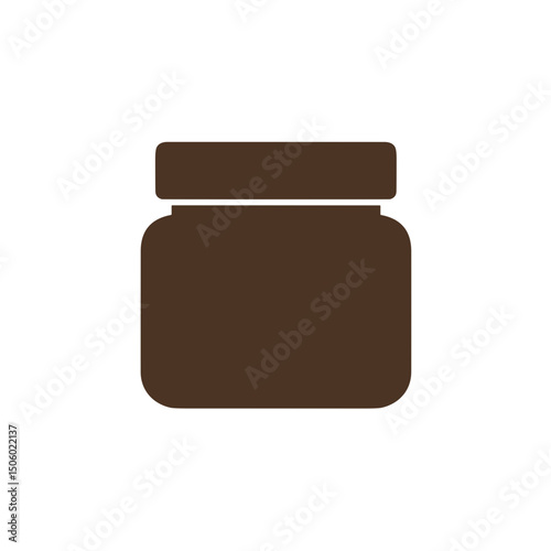 Flat solid icon of cosmetic cream or balm jar