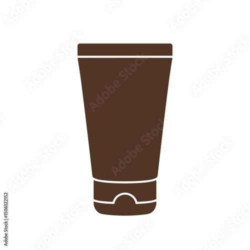 Flat solid icon of cosmetic cream or lotion tube
