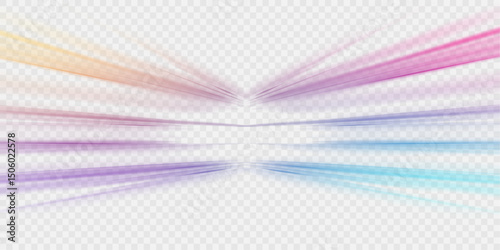 Speed connection vector background. Vector png swirl trail effect. Image of speed motion on the road. Abstract background png in blue and purple neon glow colors.