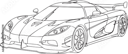 Sports Car Outline vector isolated On Transparent Background