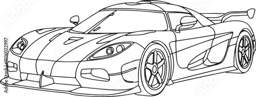 Sports Car Outline vector isolated On Transparent Background