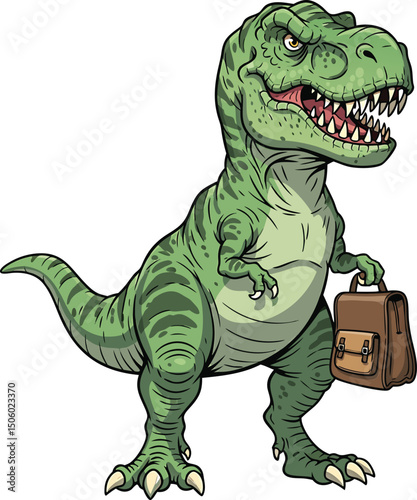 T-Rex with a school bag vector illustration