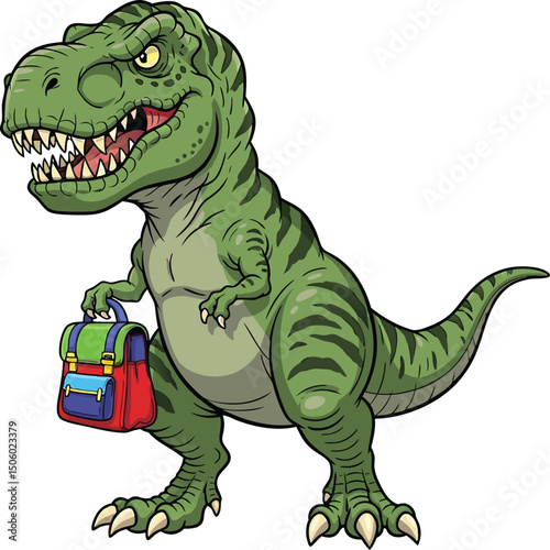 Dinosaur with schoolbag