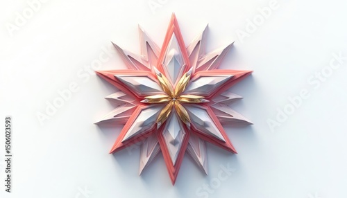 Geometric Star Figure with Peach White Gold Colors