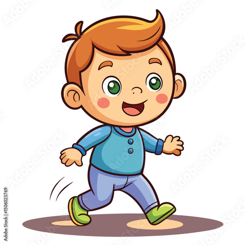 Happy boy walking