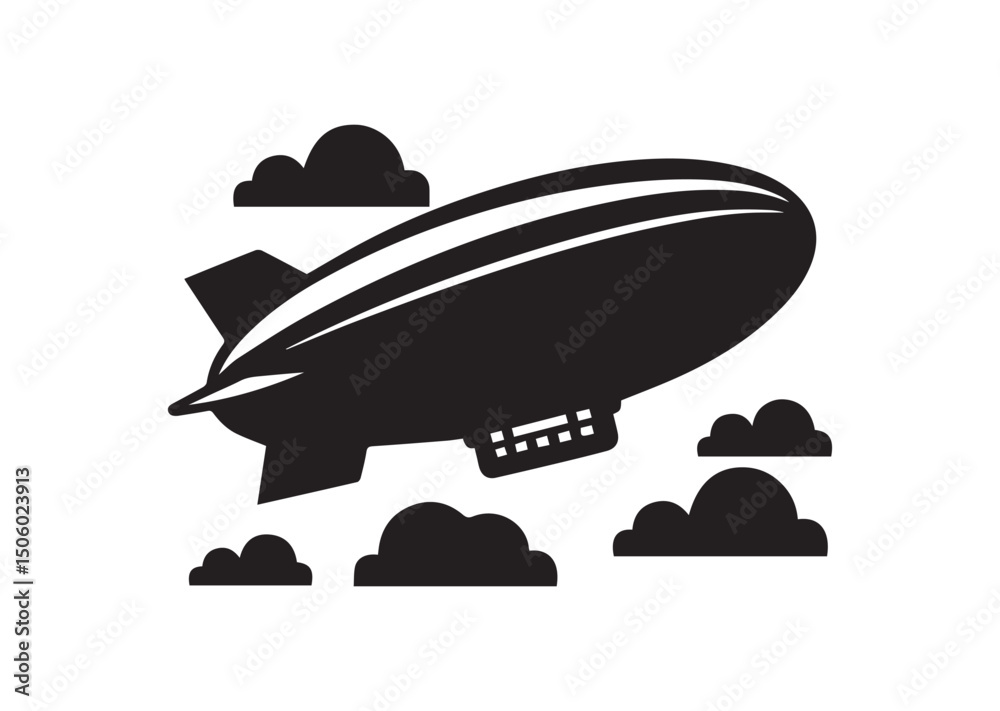 Fototapeta premium Blimp Silhouette Vector, Blimp Icon