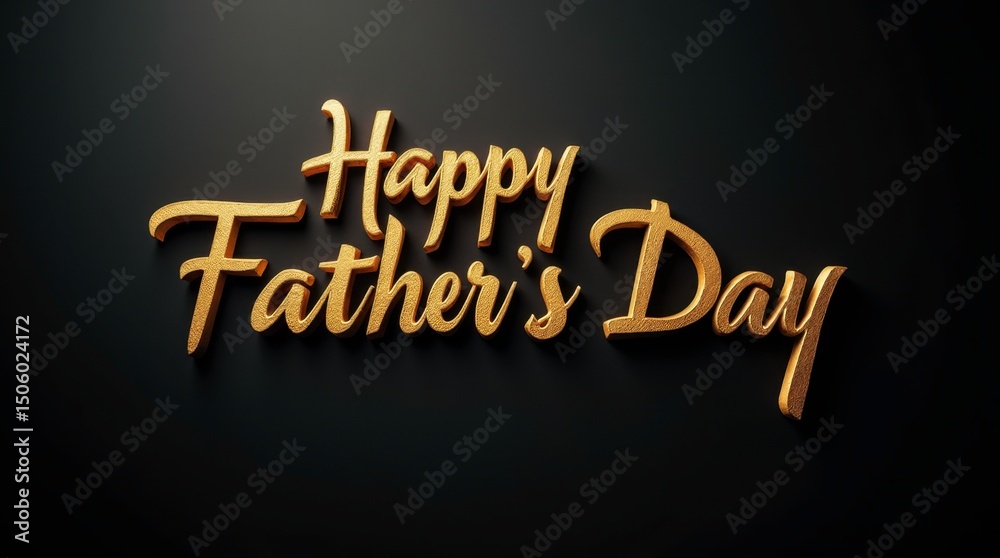 Fototapeta premium Sophisticated Father's Day greeting card design with elegant hand-lettered typography on black background, warm lighting effects