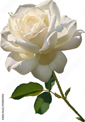 Rose flower isolated on a transparent background. Vintage painting style illustration.