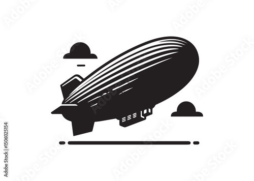 Blimp Silhouette Vector, Blimp Icon