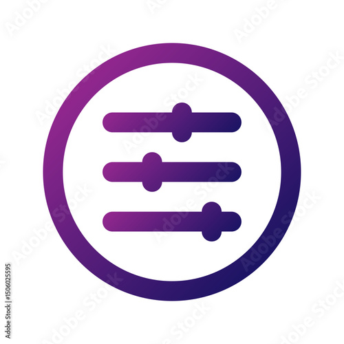 Sliders symbolizing adjustment icon perfect for media player settings.