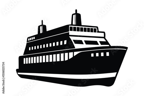 Ferry Silhouette vector  illustration