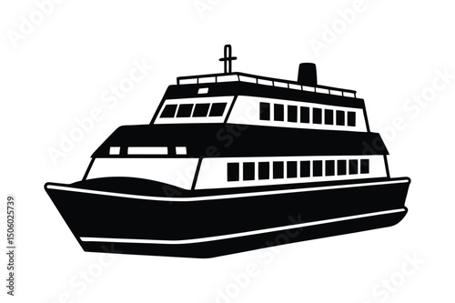 Ferry Silhouette vector  illustration