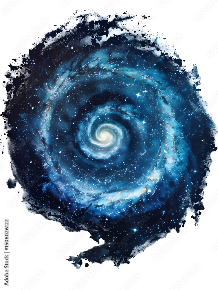 Fototapeta premium Abstract galaxy swirl with vivid blue tones, perfect for representing infinite cosmic beauty.