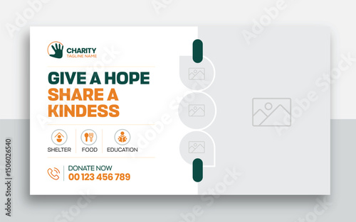 Charity kids help donation youtube thumbnail and web banner template design