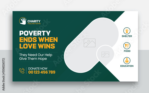 Charity kids help donation youtube thumbnail and web banner template design