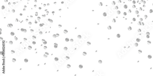 Realistic Glitter Effect with Silver Confetti and Sparkles Falling Gently on Transparent Background for Premium Designs. Transparent Background for Invitations and Celebrations