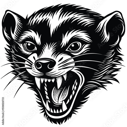 Angry raccoon head graphic
