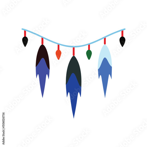 icicle lights vector art illustration