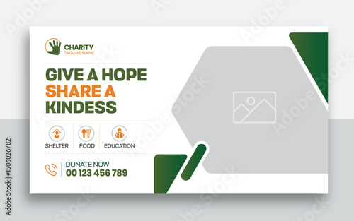 Charity kids help donation youtube thumbnail and web banner template design