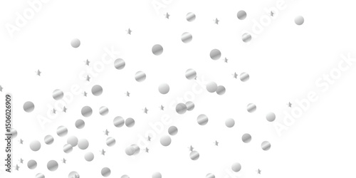 Festive Vector Template of Falling Silver Confetti and Glitter Particles Framing the Top and Bottom Edges with Transparency. a Shiny Vertical Border on Transparent Background