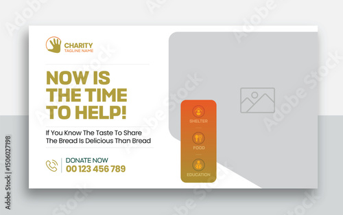 Charity kids help donation youtube thumbnail and web banner template design