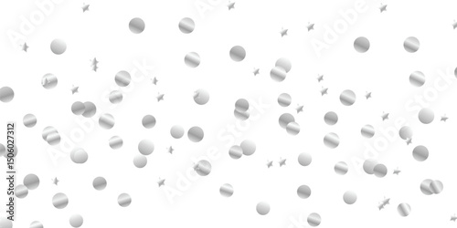 Elegant Silver Glitter Confetti Overlay with Shiny Dust Trail and Transparent Background for Holiday or Party Templates. Falling glitter confetti. Vector silver dust isolated on transparent background