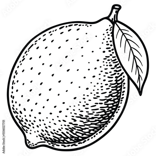 Hand-drawn Lime with Leaf