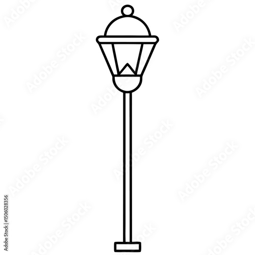 Street lamp line art icon on white background.