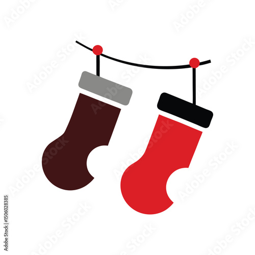 hanging stockings vector art illustration