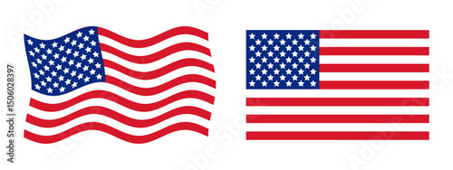 Flag of the United States of America. National symbol of the United States. Vector illustrations EPS10