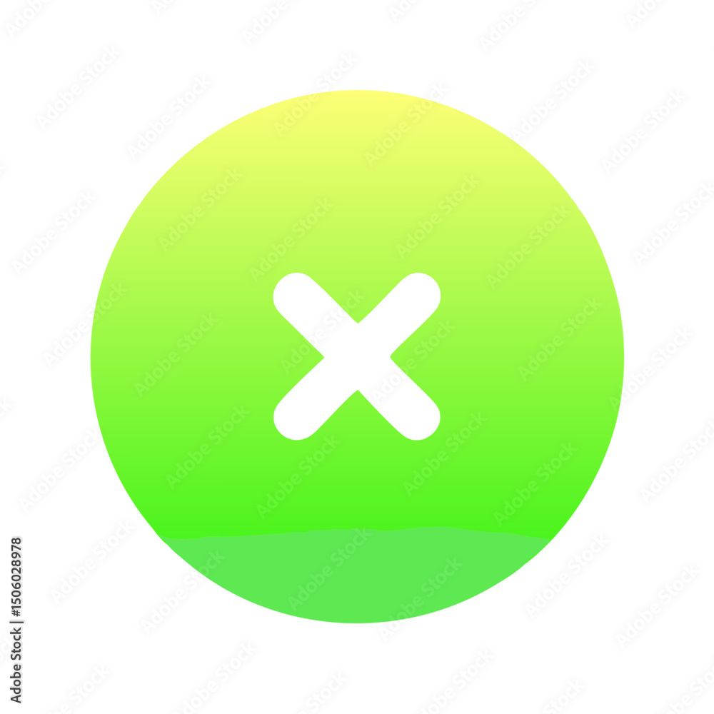 Obraz premium White cross icon on green gradient circular button