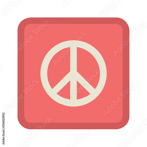 Peace symbol icon inside rounded red square