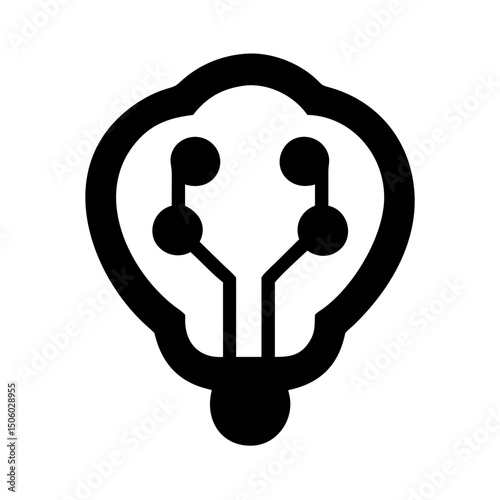 Abstract brain circuit icon in bold black style
