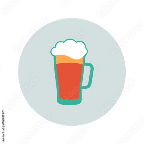 Single beer glass icon in circle background