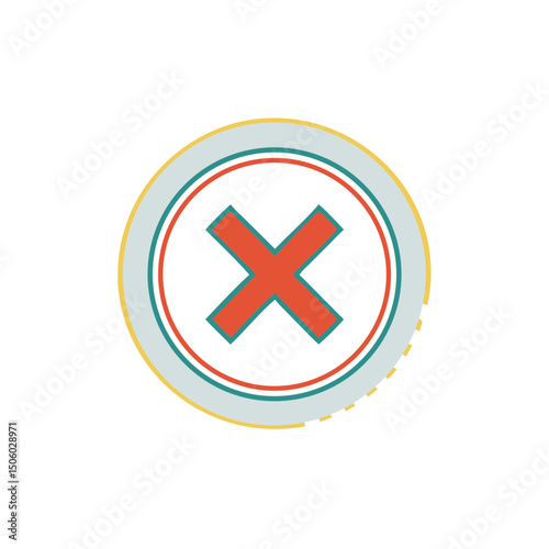 Red X icon with offset circular outlines on white background