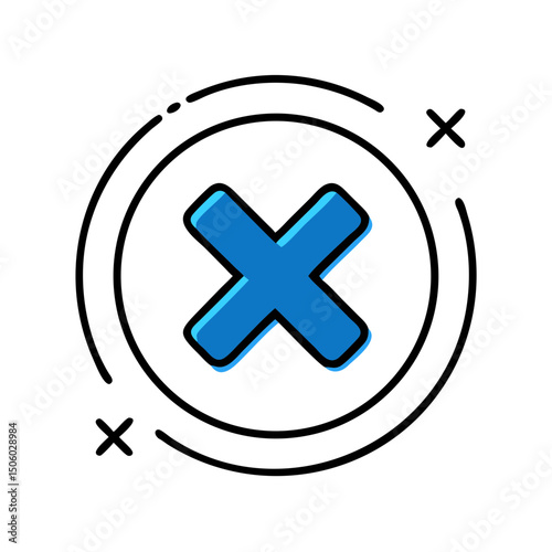 Blue cross icon with abstract circular lines in white background