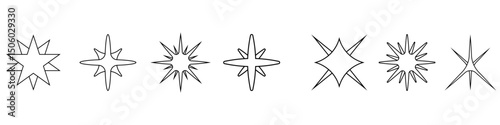 Sparkle vector icons set. Shine symbol illustration collection. Star sign or logo.