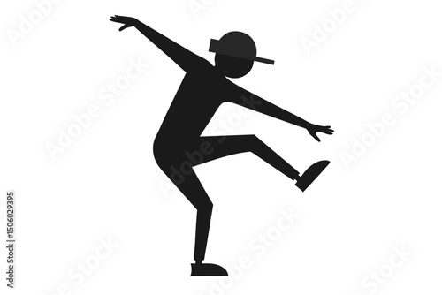 person silhouette, dancing, motion blur, performing arts, abstract, minimalist, dynamic pose, high contrast, black and white
