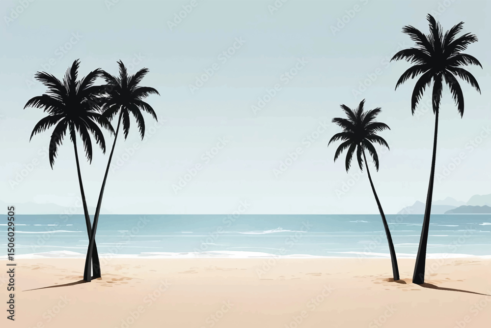 Obraz premium beach with palm trees and sea