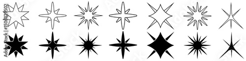 Sparkle vector icons set. Shine symbol illustration collection. Star sign or logo.