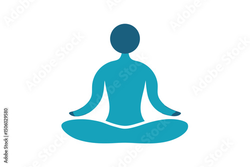 meditation pose,sitting yoga figure,simple blue human silhouette,minimalist meditation icon,peaceful human form in lotus position,abstract person meditating
