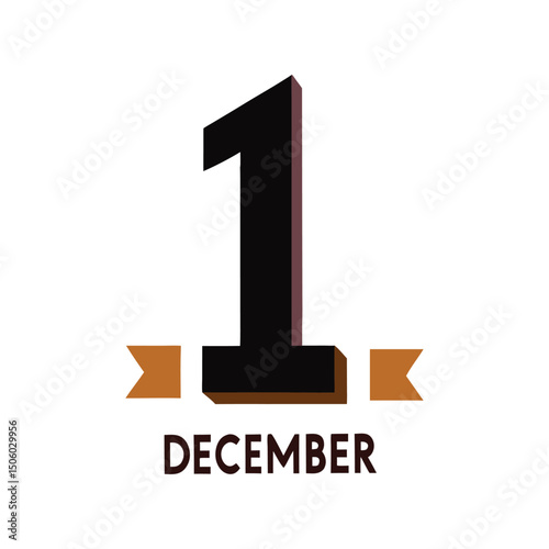 December 1st vector art illustration on white background