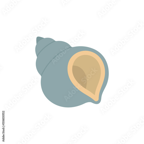 Seashell. Minimalist marine shell icon with soft colors, suitable for summer, beach, vacation, or ocean-themed designs. Flat vector illustration on white.