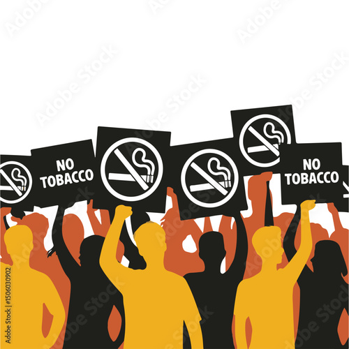 Anti-Smoking Protest People Carrying No Smoking Signs