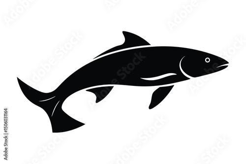 high quality black and white vector illustration of a fish silhouette,minimalist,simple,elegant
