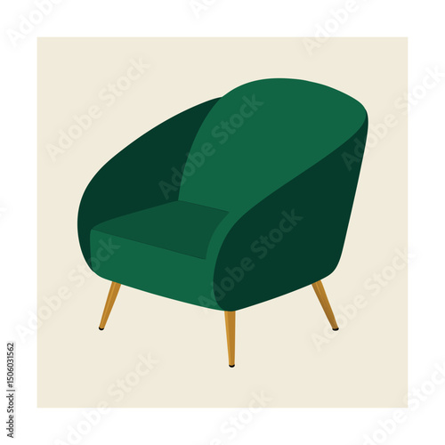 Velvet Upholstered Accent Chair in Deep Emerald